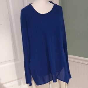 Simply Vera Wang Cobalt Blue Long Sleeve Shirt PXL